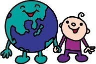 地球と子どもが手をつなぐイラスト
