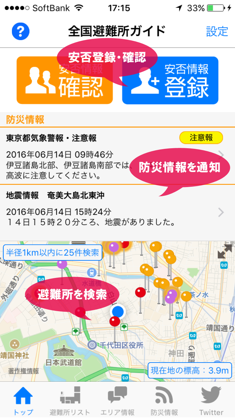 防災情報を通知する図