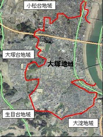 大塚地域自治区の地図