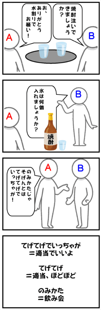 てげてげは適当、のみかたは飲み会