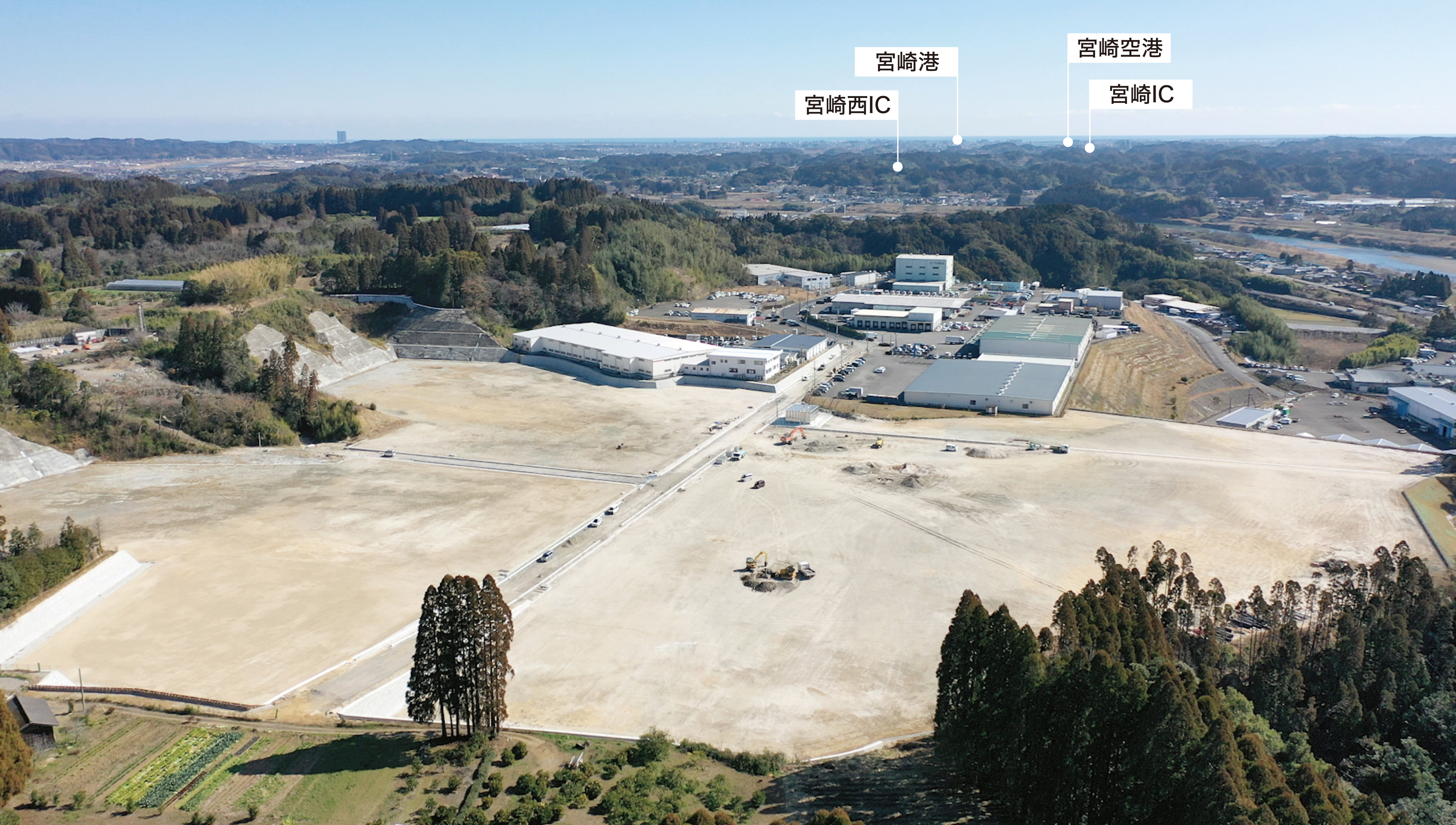 第2花見工業団地(西から東)の空撮写真
