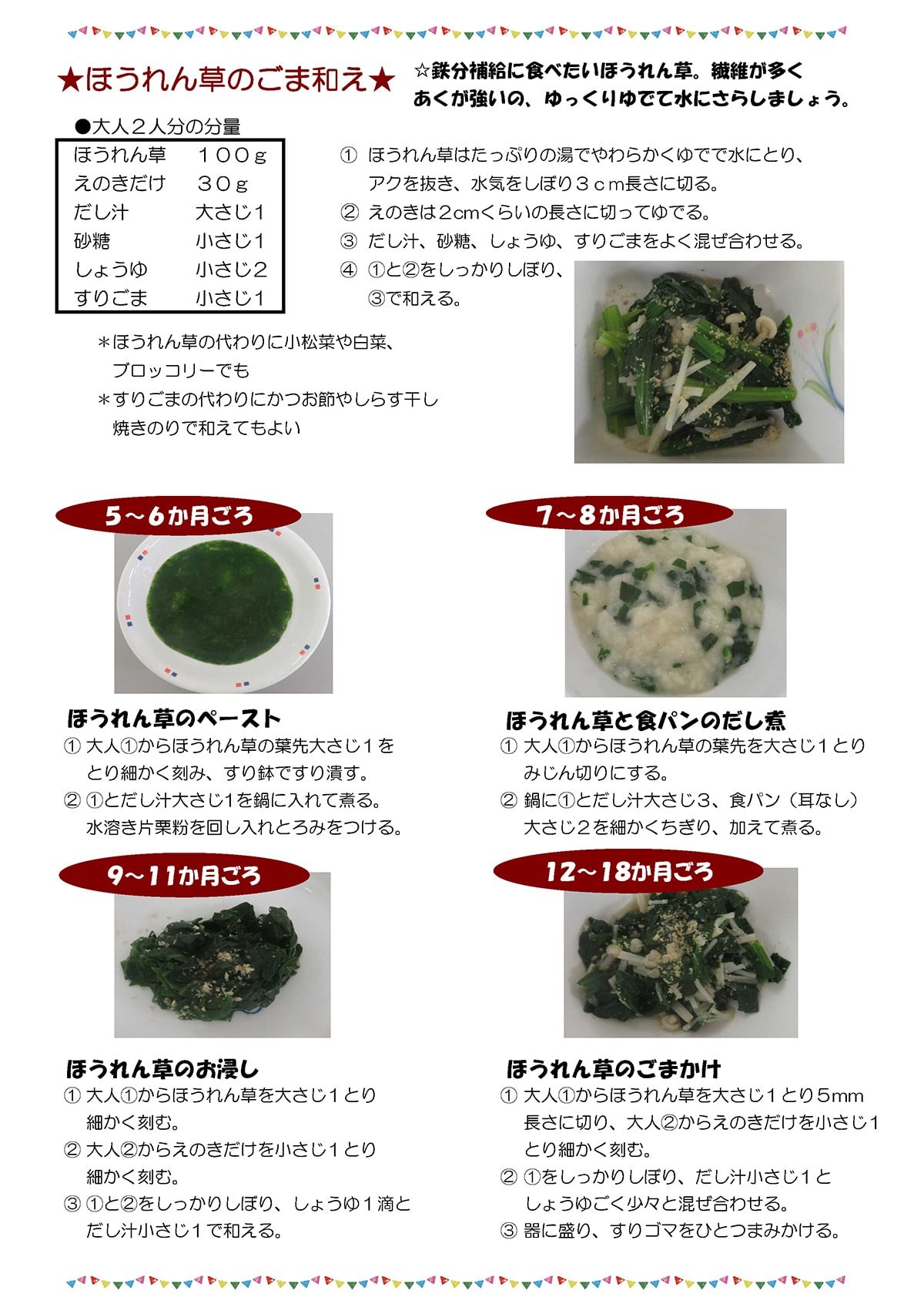 ほうれん草のごま和えのレシピ画像
