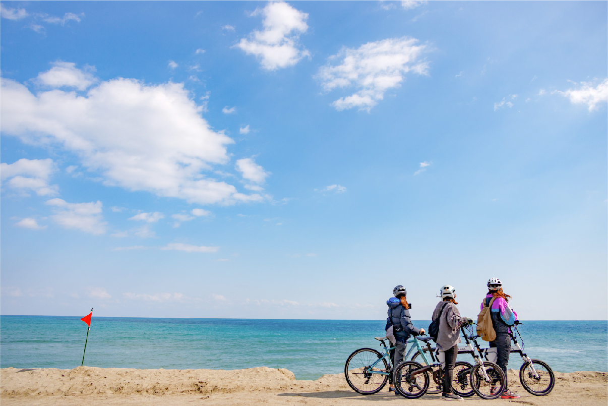 海岸と自転車